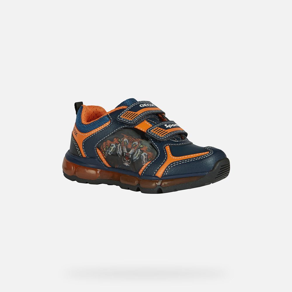 Tenis Geox Menino Azul Marinho/Laranja - Android - DIAVO8420